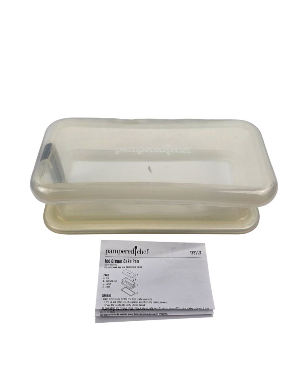 Pampered Chef Ice Cream Cake Pan Lid 1551 Clear Plastic Rectangle Dishwasher Saf